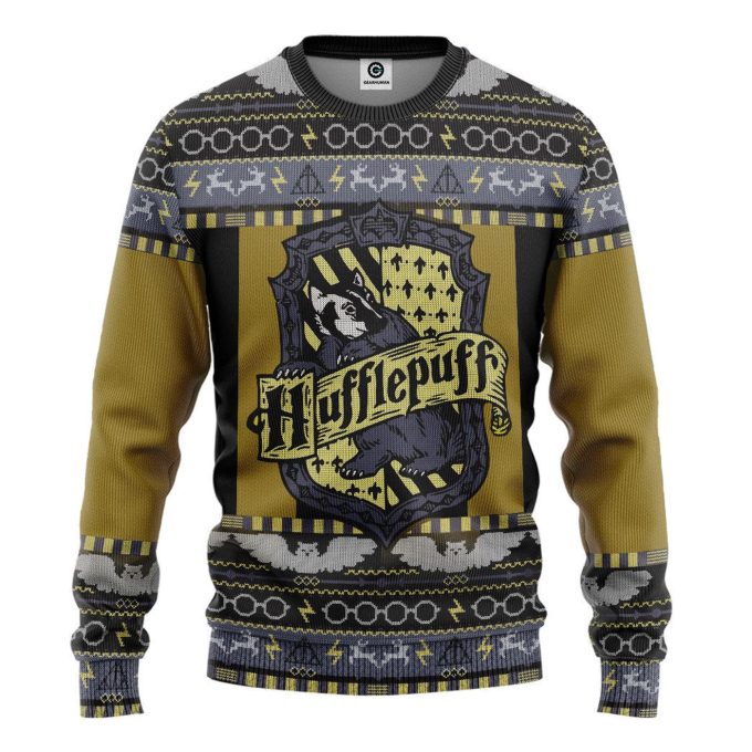 Harry Potter The Movie Hufflepuff Ugly Christmas Ver 3 Custom Ugly Sweater