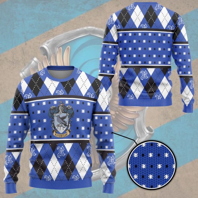 Harry Potter The Movie Ravenclaw Crest Holiday Ugly Christmas Custom Ugly Sweater