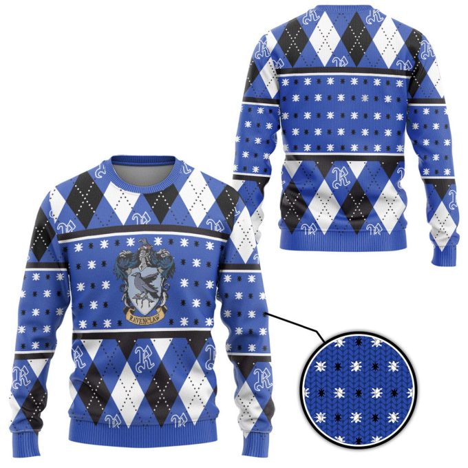 Harry Potter The Movie Ravenclaw Crest Holiday Ugly Christmas Custom Ugly Sweater