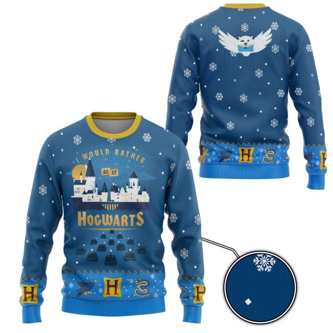 Harry Potter The Movie Would Rather Be At Hogwarts Ugly Christmas Custom Ugly Sweater