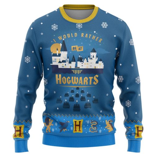 Harry Potter The Movie Would Rather Be At Hogwarts Ugly Christmas Custom Ugly Sweater