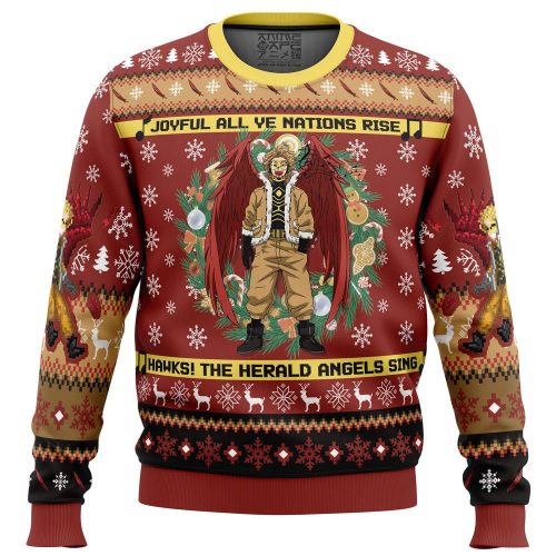 Hawks Singing Christmas Song My Hero Academia Ugly Christmas Sweater: Festive Anime Apparel