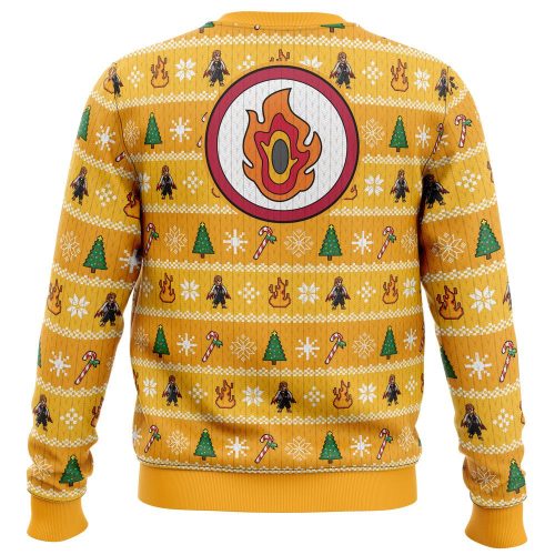 Stay Festive with Heart Ablaze Rengoku Demon Slayer Christmas Sweater – Perfect for Anime Fans!
