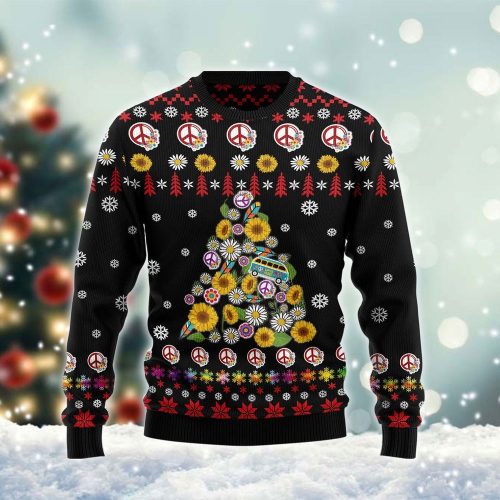 Hippie Sunflower Flower Of Life Ugly Sweater – Festive Christmas Apparel