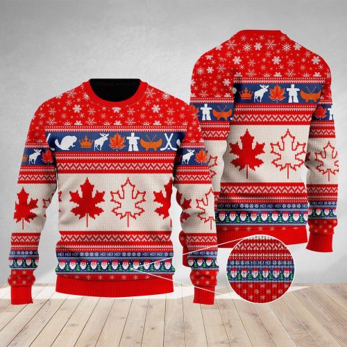 Hohoho Canada Maple Leaf Christmas Ugly Sweater: Festive & Fun Holiday Apparel