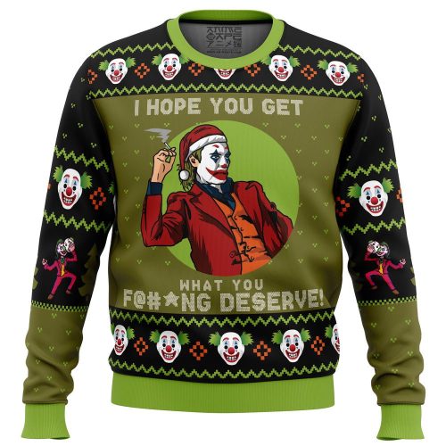 I Hope You Get What You Deserve Joker Ugly Christmas Sweater – DC Comics Festive Apparel