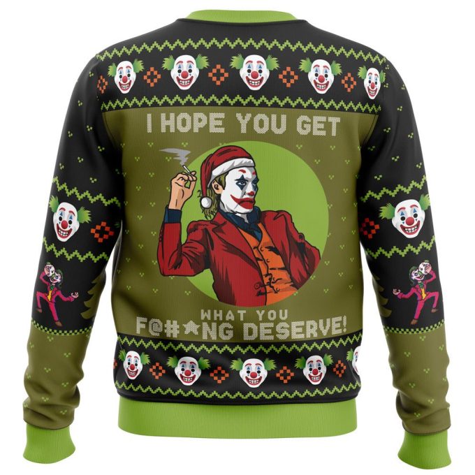 I Hope You Get What You Deserve Joker Ugly Christmas Sweater – DC Comics Festive Apparel