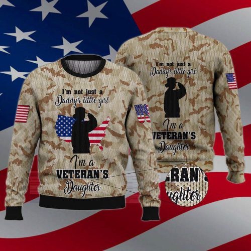 Unique I M Veteran Daughter Ugly Christmas Sweater Men & Women Adult US5981