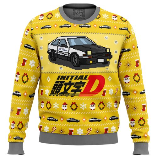 Rev up Your Style with Initial D Classic Toyota Ugly Christmas Sweater