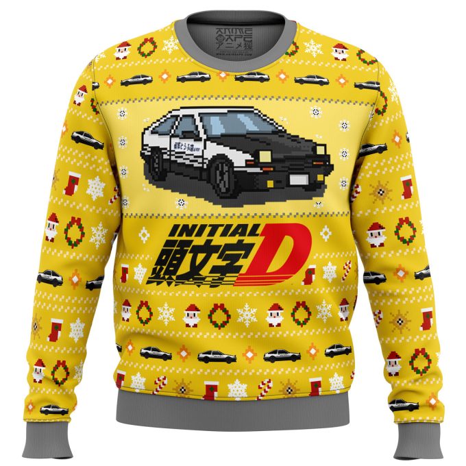 Rev up Your Style with Initial D Classic Toyota Ugly Christmas Sweater