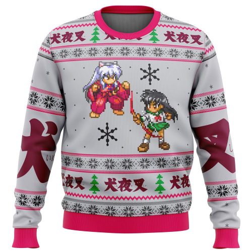 Inuyasha & Kagome Alt Ugly Christmas Sweater: Festive Anime-themed Holiday Attire