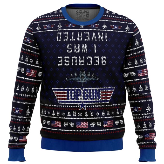 Inverted Top Gun Ugly Christmas Sweater: Stay Stylish with a Unique Twist!