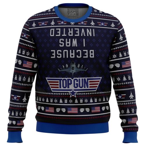 Inverted Top Gun Ugly Christmas Sweater: Unique & Festive Holiday Apparel