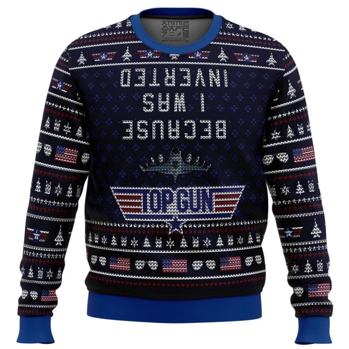 Inverted Top Gun Ugly Christmas Sweater: Unique & Festive Holiday Apparel