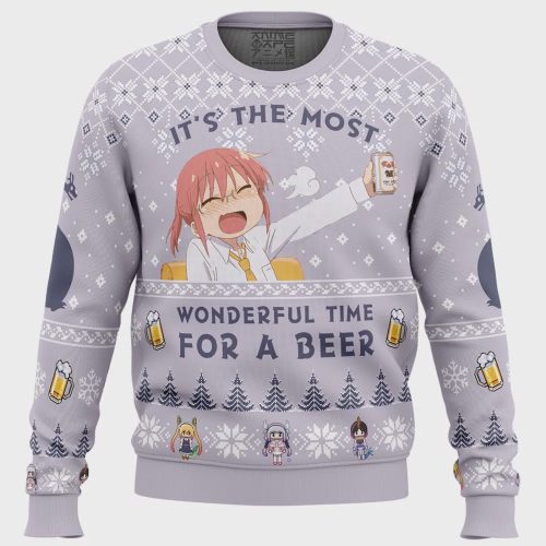 It’s The Most Wonderful Time For A Beer Miss Kobayashi’s Dragon Maid Ugly Christmas Sweater