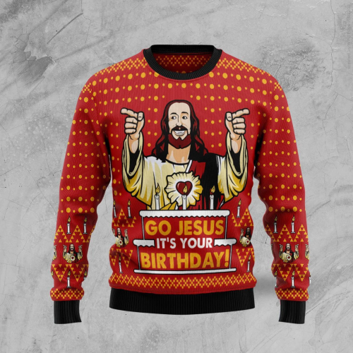 Get Festive with Jesus Birthday Ugly Christmas Sweater - Perfect Holiday Attire!
