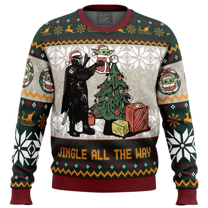 Jingle All The Way Mandalorian Star Wars Ugly Christmas Sweater – Festive and Fun Holiday Apparel