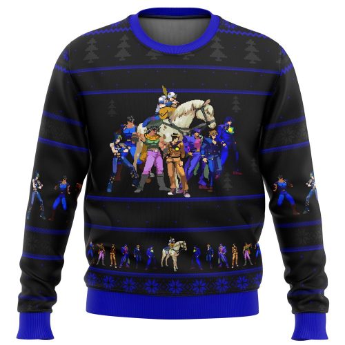 Get Festive with Jojo s Bizarre Adventure Ugly Christmas Sweater - Perfect Holiday Gift!