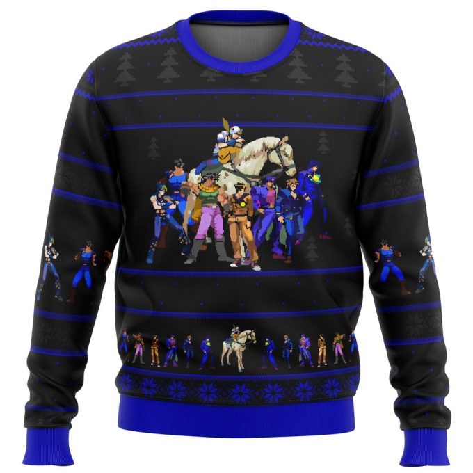 Get Festive with Jojo s Bizarre Adventure Ugly Christmas Sweater – Perfect Holiday Gift!