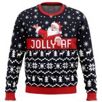 Get Festive with the Jolly Af Santa Claus Ugly Christmas Sweater – Perfect Holiday Attire!