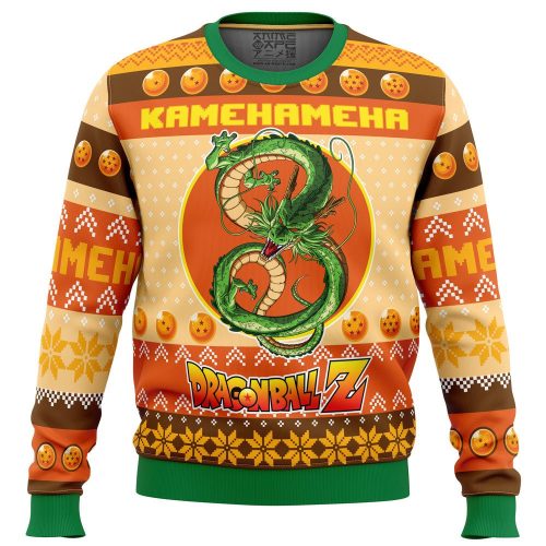Get Festive with the Kamehameha Dragon Ball Z Ugly Christmas Sweater - Perfect for Anime Fans!