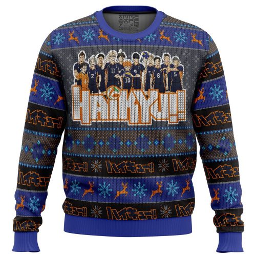 Get Festive with Karasuno High Haikyuu Ugly Christmas Sweater - Perfect for Anime Fans!