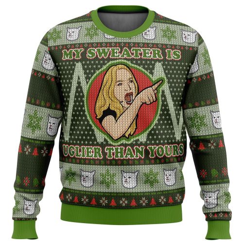 Karen Yelling at Grumpy Cat Ugly Christmas Sweater – Hilarious Meme-Inspired Holiday Apparel