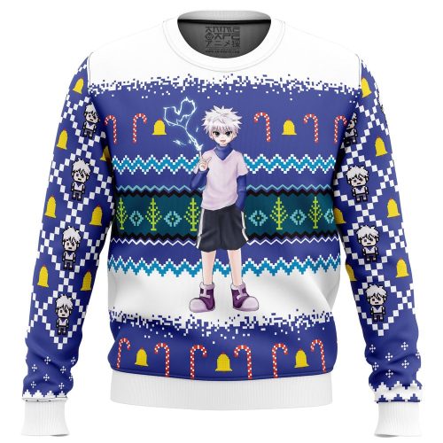 Get Festive with Killua Zoldyck Hunter X Hunter Ugly Christmas Sweater - Perfect Holiday Apparel!