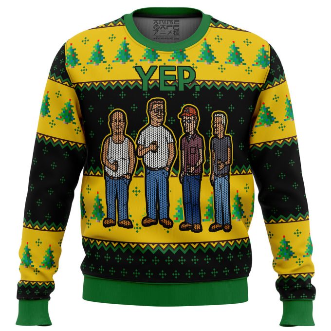 Get Festive with the King of the Hill Yep Ugly Christmas Sweater – Perfect Holiday Attire!