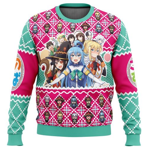 Get Festive with the KonoSuba Ugly Christmas Sweater - Unique Anime-themed Holiday Attire
