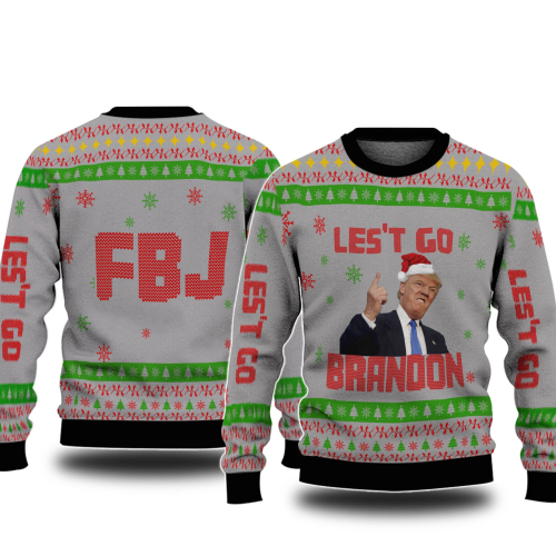 Let’s Go Brandon Funny Trump Santa Hat Ugly Christmas Sweater – Hilarious Festive Sweatshirt!