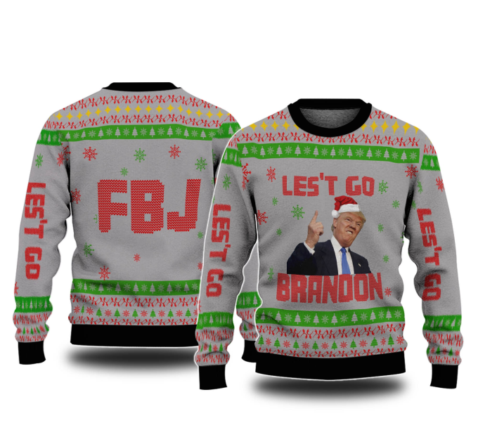 Let’s Go Brandon Funny Trump Santa Hat Ugly Christmas Sweater – Hilarious Festive Sweatshirt!