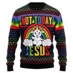 LGBT Not Today Jesus Christmas Sweater – Ugly & Graphic Holiday Sweater