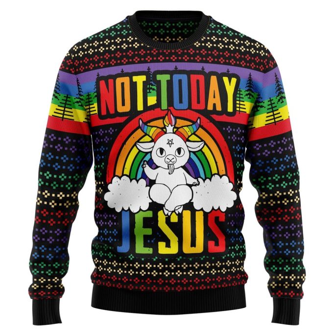 LGBT Not Today Jesus Christmas Sweater – Ugly & Graphic Holiday Sweater