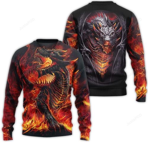 Light Fire Dragon Ugly Christmas Sweater