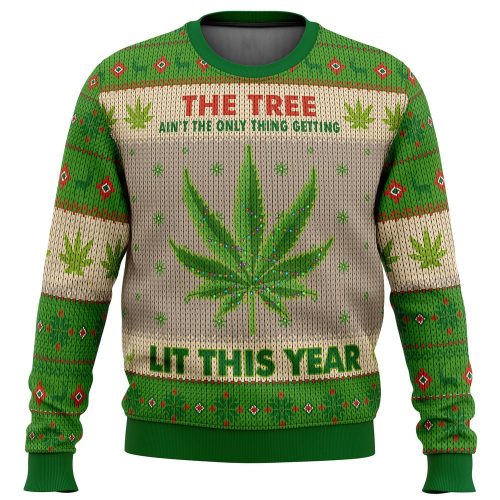 Lit This Year Weed Ugly Christmas Sweater: Embrace Festive Vibes with Trendy Cannabis-Inspired Apparel