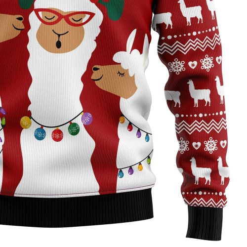 Llama La La Christmas Unisex Crewneck Sweater – Festive Graphic Ugly Christmas Sweater