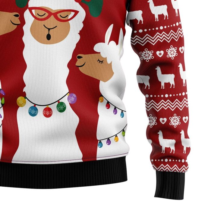 Llama La La Christmas Unisex Crewneck Sweater – Festive Graphic Ugly Christmas Sweater