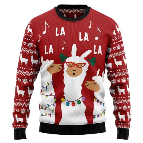 Llama La La Christmas Unisex Crewneck Sweater – Festive Graphic Ugly Sweater
