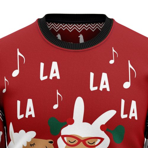 Llama La La Christmas Unisex Crewneck Sweater – Festive Graphic Ugly Sweater