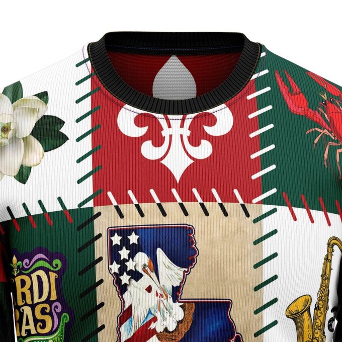 Festive Louisiana Ugly Christmas Sweater – Hilarious Family Holiday Gift