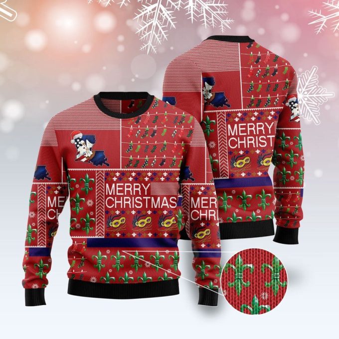 Louisiana Merry Christmas Ugly Sweater – Funny Family Holiday Gifts