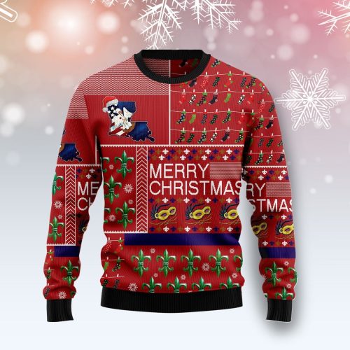 Lively Louisiana Merry Christmas Ugly Sweater – Hilarious Family Holiday Gifts