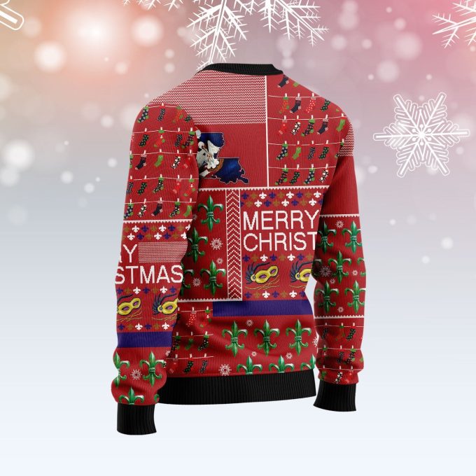 Lively Louisiana Merry Christmas Ugly Sweater – Hilarious Family Holiday Gifts