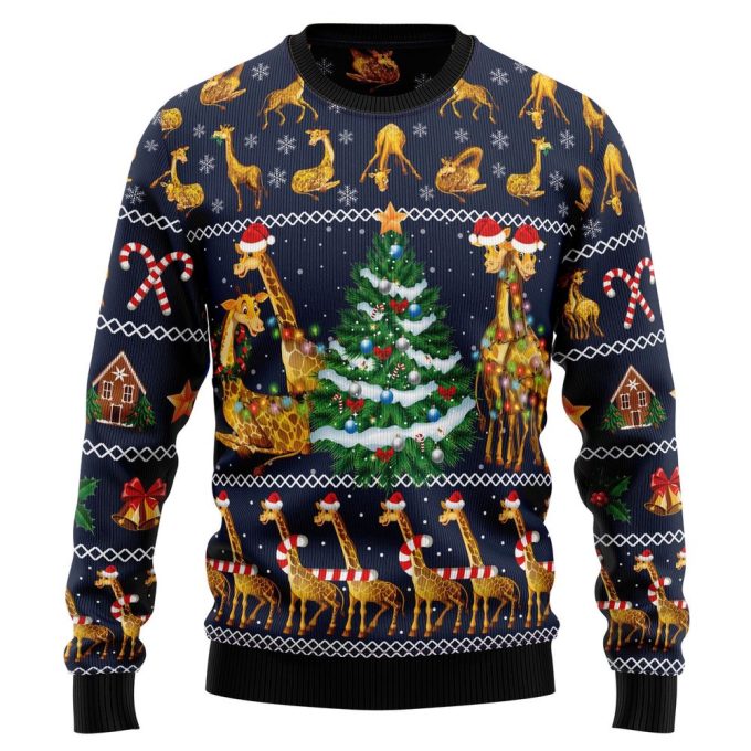 Spread Holiday Cheer with Love Giraffe Ugly Christmas Sweater – Xmas Ugly Sweater