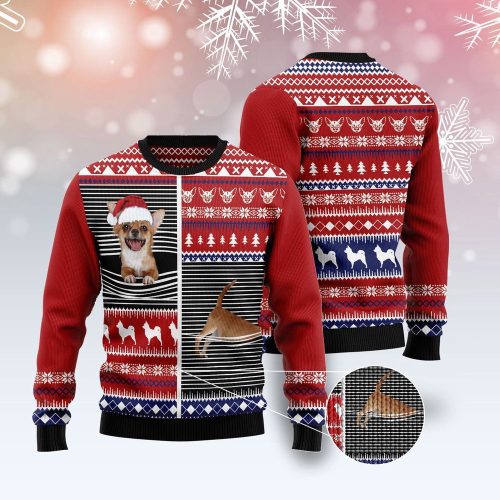 Funny Lovely Chihuahua Unisex Ugly Christmas Sweater – Perfect Family Holiday Gift