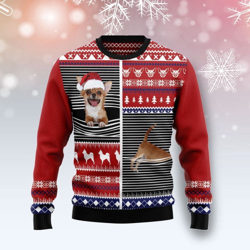 Funny Lovely Chihuahua Unisex Ugly Christmas Sweater – Perfect Family Holiday Gift