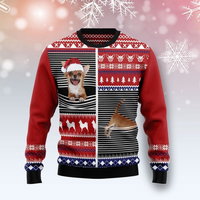 Funny Lovely Chihuahua Unisex Ugly Christmas Sweater – Perfect Family Holiday Gift