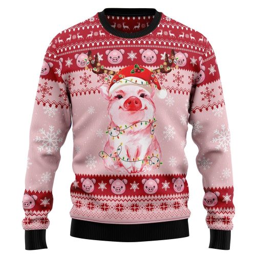 Get Festive with the Adorable Lovely Pig Ugly Christmas Sweater – Perfect Crewneck for the Holidays!