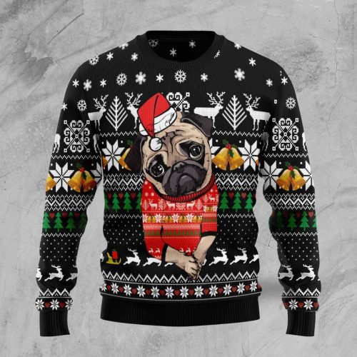 Get Festive with our Lovely Pug Dog Ugly Christmas Sweater – Christmas Graphic Sweater
